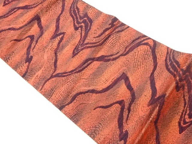 本場筑前博多抽象曲線模様織出し名古屋帯